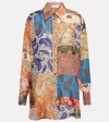 Zimmermann Devi Manstyle Silk Shirt In Patch Paisley