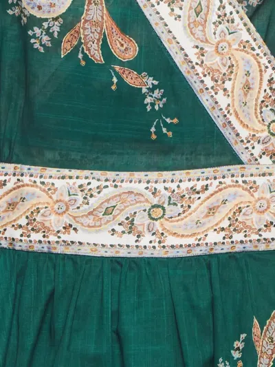 Pre-owned Zimmermann Devi Paisley Wrap Mini Dress In Green