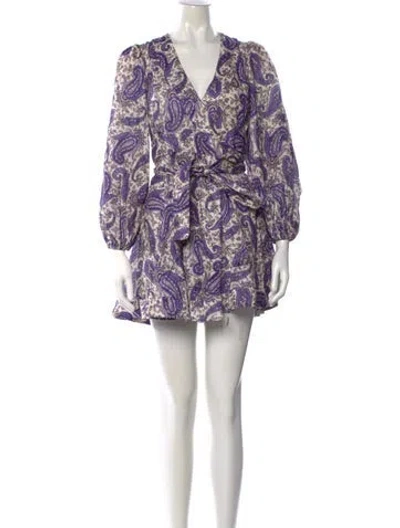 Pre-owned Zimmermann Devi Paisley Wrap Mini Dress W/ Tags In Purple