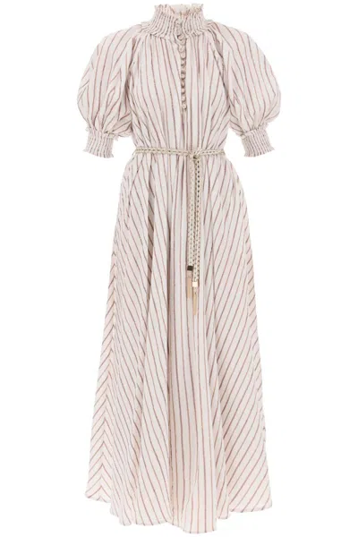 Zimmermann Devi Swing Striped Maxi Dress In Bianco