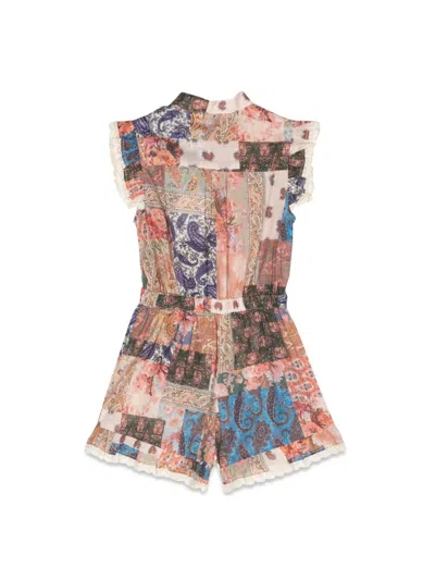 Zimmermann Kids' Devil Frill Playsuit In Multicolour