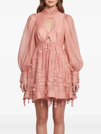 Pre-owned Zimmermann Disc-embellished Mini Dress In Pink