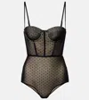 Zimmermann Dot Mesh Bodysuit In Black