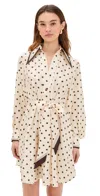 Zimmermann Belted Polka-dot Silk-satin Mini Shirt Dress In Multi