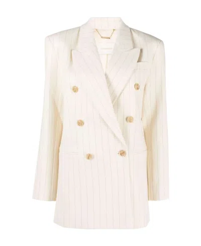 Zimmermann Luminosity Oversized Double-breasted Pinstriped Wool And Cotton-blend Blazer In Multi
