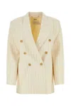 Zimmermann Luminosity Oversized Double-breasted Pinstriped Wool And Cotton-blend Blazer In Crmst