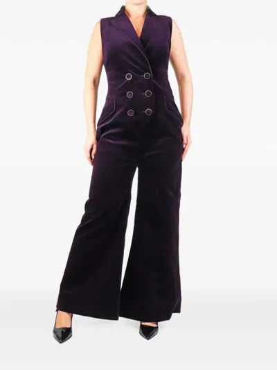 Pre-owned Zimmermann Double-breasted Jumpsuit In Purple