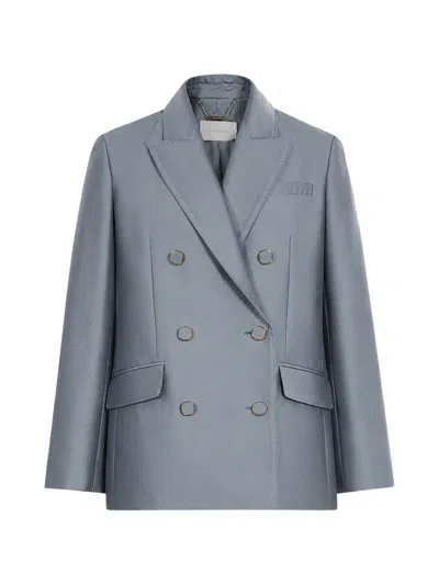 Zimmermann Double-breasted Peak-lapels Jacket In Blue