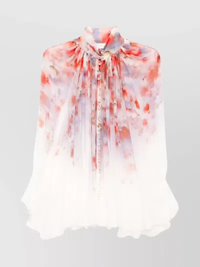 ZIMMERMANN DRAPED FLORAL PRINT BLOUSE