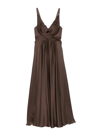 Zimmermann Draped Maxi Dress In Brown