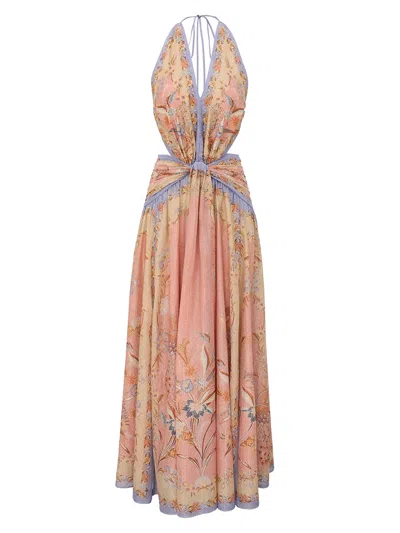 Zimmermann Draped Mini Dress With Cut-outs And Front Slits - Size 0 In Multi