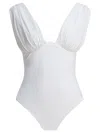 Zimmermann Draped One-piece Swimsuit Swimwear White In White
