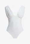 Zimmermann Awaken Gathered One-piece Swimsuit In Ivory In Animal Print