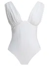 Zimmermann Draped One-piece Swimsuit Swimwear White In White
