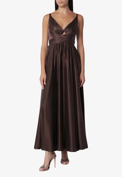 Zimmermann Draped Silk Maxi Dress In Brown