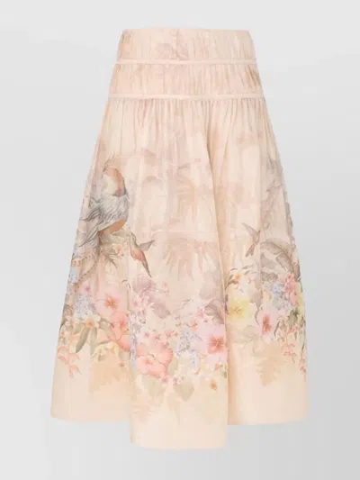 ZIMMERMANN DRAWN FLORAL MIDI SKIRT