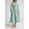 Zimmermann Illuminate Drawn Billow Dress In Mint Hibiscus