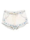 Zimmermann Wanderlust Mini Shorts Embroidered Pockets Beltloops In Neutral