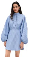 Zimmermann Drawstring Stripe Mini Dress Hydrangea Stripe In Blue
