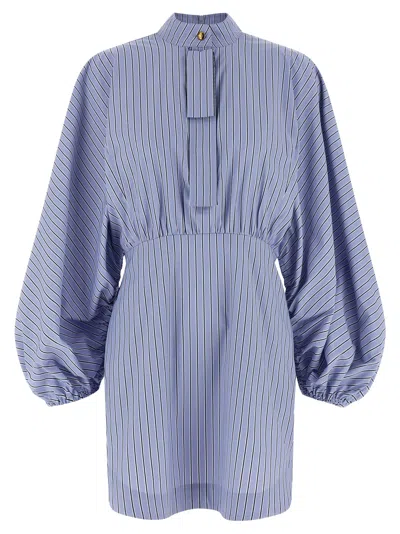 Zimmermann Drawstring Stripe Mini Dresses Light Blue