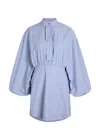 Zimmermann Drawstring Striped Woven Mini Shirt Dress In Blue