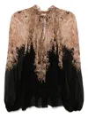 Zimmermann Dawning Placed Paisley Peasant Top In Nude