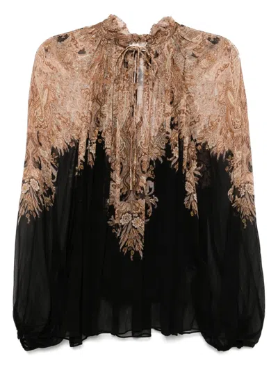 Zimmermann Bluse Mit Kordelzug In Nude