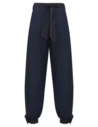 Zimmermann Drawstring Waist Wide-leg Jeans In Blue