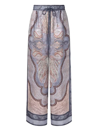 Zimmermann Drawstring-waist Silk Paisley-print Trousers In Multi