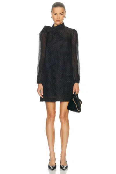 Zimmermann Dream Pussybow Mini Dress In Black Dot