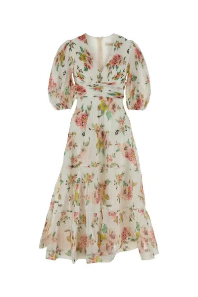 Zimmermann Pleated Midi Dress In Multi