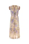 Zimmermann Lilac Floral Viscose Dawning Midi Dress In Multi
