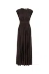 Zimmermann Illuminate Brown Long Dress With Gathered Neckline And Waist And Front Single Split In Viscose Stret