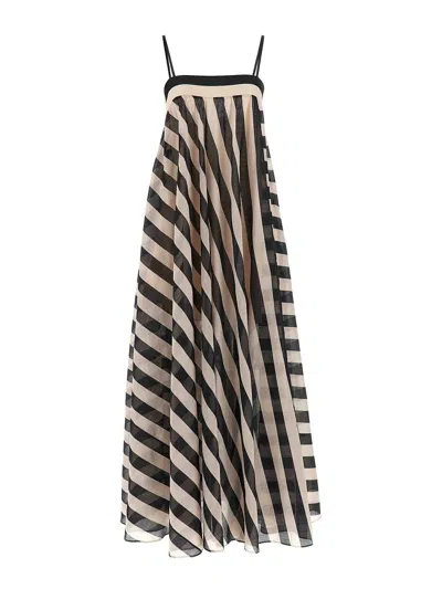 Zimmermann Flowy Maxi Sheer Striped Spaghetti Dress In Multicolor