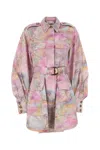 Zimmermann Short Printed Jacket Dress With Belted Waist In Multi