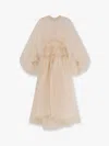 Zimmermann 'illuminate' Beige Crewneck Dress With Wide Elastic Long Sleeves And Macrame Details On Neck And Wai In Beige