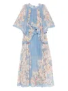 Zimmermann Maxi Floral-printed Silk Cotton Dress With Ruffles In Blue