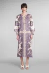 Zimmermann Paisley Print Linen Midi Dress In Beige