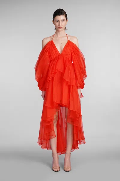 Zimmermann Dress In Red Silk In Orange