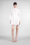 Zimmermann 'acacia'white Mini Dress With All-over Broderie Anglaise And Scallop Hem In White