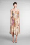 Zimmermann August Strapless Midi Dress In Multicolor