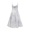 Zimmermann Crush Belted Twist-front Embellished Floral-print Linen And Silk-blend Organza Midi Dress In Multicolour