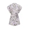Zimmermann Floral Print Linen Playsuit With Belted Waist And Short Sleeves In Multicolour