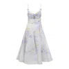 Zimmermann Crush Belted Twist-front Embellished Floral-print Linen And Silk-blend Organza Midi Dress In Multicolour