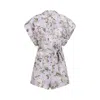 Zimmermann Floral Print Linen Playsuit With Belted Waist And Short Sleeves In Multicolour