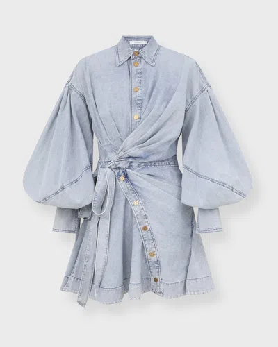Zimmermann Dress Rebellion Denim Wrap Mini In Blue