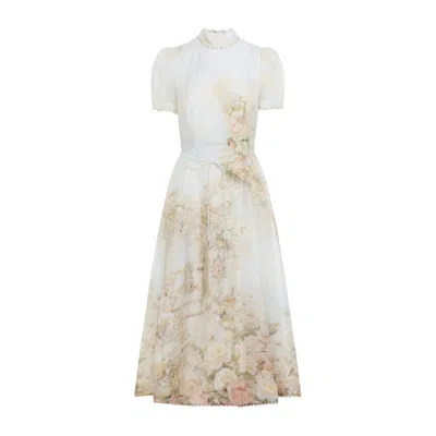 Zimmermann Memento Picnic Midi Dress In White