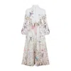 Zimmermann Rebellion Multicolor Midi Dress With Bow Detail On The Front And All-over Floral Print In Linen Woma In Multi