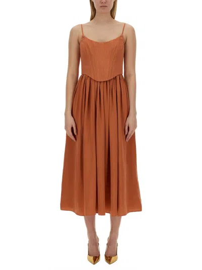 Zimmermann Dress With Corset In Brown