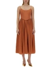 Zimmermann Brown Paneled Midi Dress In Rosa